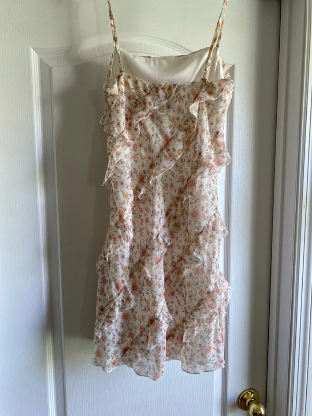 B. Darlin White Slip Dress with Pastel Floral Trim